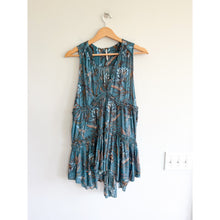 Load image into Gallery viewer, Free People Purple Haze Ruffles V-Neck Tiered Tunic Teal S
