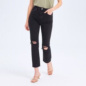 Abercrombie & Fitch The Ankle Straight Ultra High Rise Jeans Black
