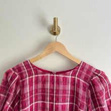Load image into Gallery viewer, Madewell Plaid Puff-Sleeve Top Pink S
