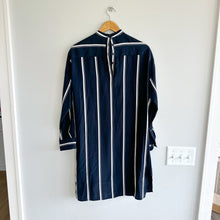 Load image into Gallery viewer, Rag &amp; Bone Jacklin Striped Pattern Draped Long Sleeve Mini Dress Navy XS NWT
