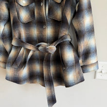 Load image into Gallery viewer, Veronica Beard Amari Belted Checked Woven Jacket Khaki Multi L NWT
