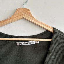Load image into Gallery viewer, Michael Stars Ribbed Knit Button Front V-Neck Long Sleeve Cardigan Green S
