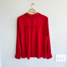 Load image into Gallery viewer, Anthropologie Maeve Long Sleeve Popover Button Chiffon Blouse Red 6
