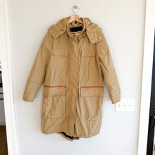 Load image into Gallery viewer, Belstaff Zip Up Utility Long Waxed Field Jacket British Khaki
