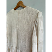 Load image into Gallery viewer, INA Floral Pattern Long Sleeve Smocked Tiered Maxi Dress Cream M NWT
