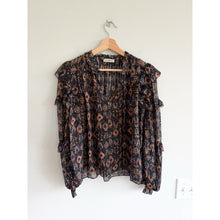 Load image into Gallery viewer, Ulla Johnson Miray Silk Metallic Fleck Chiffon Blouse Black Multi 2
