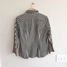 Load image into Gallery viewer, Lafayette 148 Gingham Pattern Long Sleeve Button Up Shirt Black White 6
