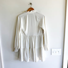 Load image into Gallery viewer, Amanda Uprichard Saffron Tiered V-Neck Mini Shirt Dress White XS
