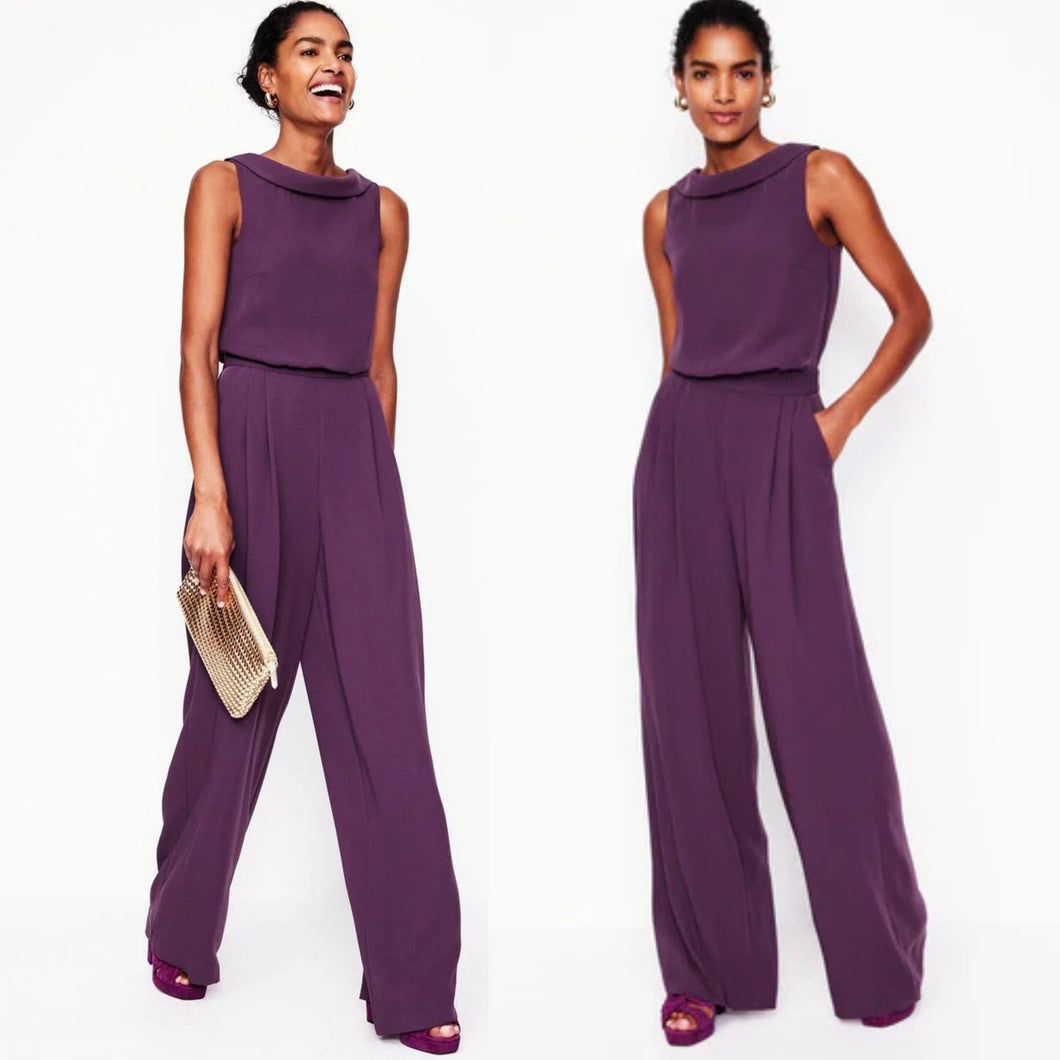 Boden Clarissa Sleeveless Full Length Jumpsuit Purple 8R NWT