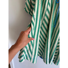 Load image into Gallery viewer, Free People Bop Around Striped Scoop Neck 3/4 Sleeve Casual Romper Green S NWT
