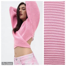 Load image into Gallery viewer, Zara Knit V-Neck Long Sleeve Tie Waist Wrap Cropped Cardigan Pink M
