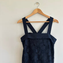 Load image into Gallery viewer, Banana Republic Bow Back Lace Sleeveless Shift Mini Dress Blue 4 NWT
