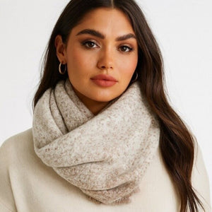 Barefoot Dreams CozyChic Lite Confetti Rectangle Scarf Cream Taupe One Size NWT