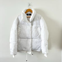 Load image into Gallery viewer, Hipchik Couture Zip Up Sequin Tongue Puffer Jacket White L
