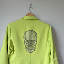 Load image into Gallery viewer, Seven Lab Single-Breasted Rhinestone Skull Notch Lapel Blazer Neon Green XL
