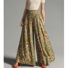 Load image into Gallery viewer, Anthropologie Floral Print High Rise Wide-Leg Pants Green 14
