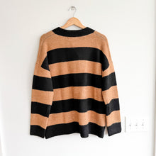 Load image into Gallery viewer, John &amp; Jenn Phillie Striped Button Front Casual Cardigan Walnut Stripe M NWT
