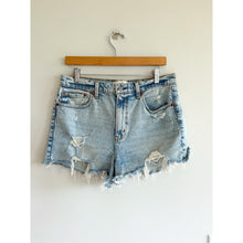 Load image into Gallery viewer, Abercrombie &amp; Fitch The Mom Distressed Denim High Rise Shorts Blue 30
