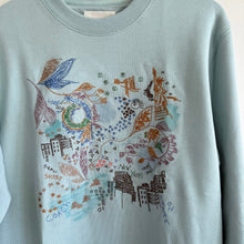 Load image into Gallery viewer, Coach Spring Doodle Dream Embroidered Crew Neck Sweatshirt Powder Blue M NWT
