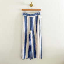 Load image into Gallery viewer, Madewell Huston Pull-On Wide-Leg Striped Cropped Pants Blue/White XS
