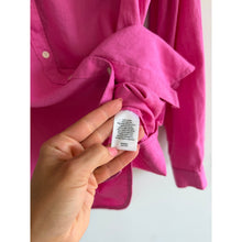 Load image into Gallery viewer, Caslon Linen Blend Long Sleeve Button Up Shirt Pink XS
