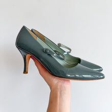 Load image into Gallery viewer, Boden Patent Leather Pointed-Toe Pump Kitten Heels Green 7
