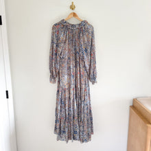 Load image into Gallery viewer, Free People Feeling Groovy Tiered Bell Sleeve Floral Casual Maxi Dress Blue S

