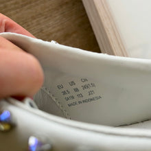 Load image into Gallery viewer, Stuart Weitzman Goldie Shine Embellished Convertible Sneakers White Silver 8
