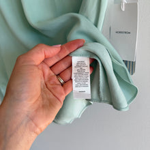 Load image into Gallery viewer, Nordstrom Satin Crew Neck Short Sleeve Pocket T-Shirt Green Fondant XXS NWT
