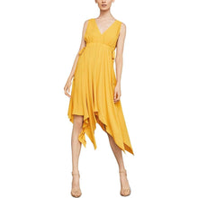 Load image into Gallery viewer, BCBGMAXAZRIA Sleeveless Handkerchief Hem V-Neck Mini Dress Yellow XS

