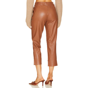 Commando Faux Leather 7/8 High Rise Casual Trouser Pants Cocoa Brown L