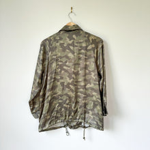 Load image into Gallery viewer, Cami NYC Quinn Silk Camouflage Print Zip Up Jacket Green L
