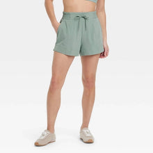 Load image into Gallery viewer, All In Motion Mid Rise Woven Drawcord Waist Activewear Shorts Green S
