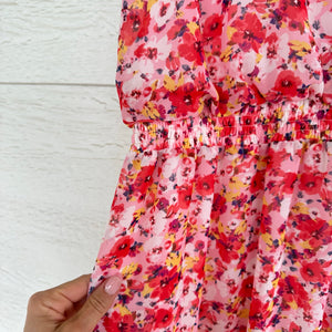 Laundry By Shelli Segal Floral Print Sleeveless Ruffles Casual Maxi Dress Red 10