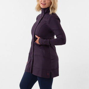 Any Age Activewear Zip Up Mock Neck Hip Length Outdoor Basic Jacket Purple XL
