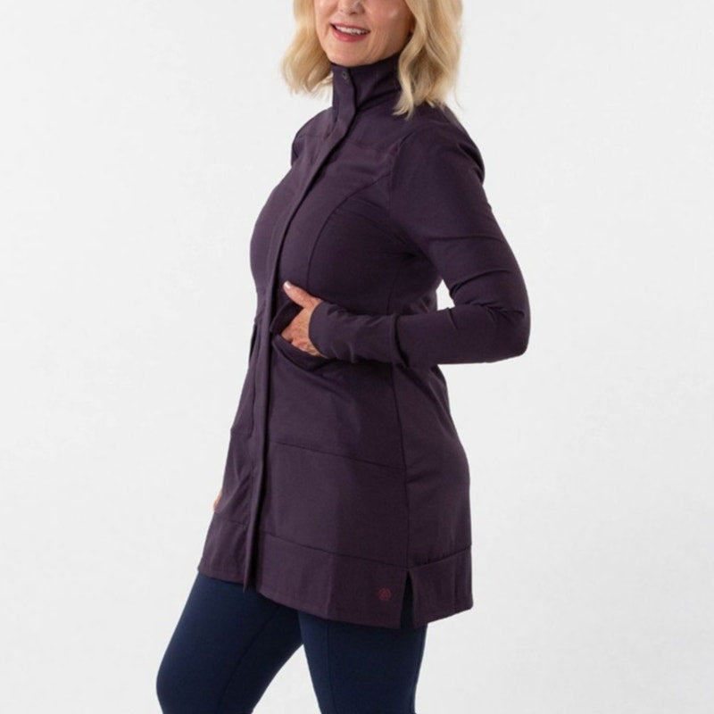Any Age Activewear Zip Up Mock Neck Hip Length Outdoor Basic Jacket Purple XL