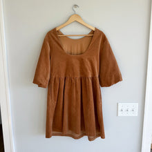 Load image into Gallery viewer, Everlane The Corduroy 3/4 Sleeve Mini Dress Camel Tan XS
