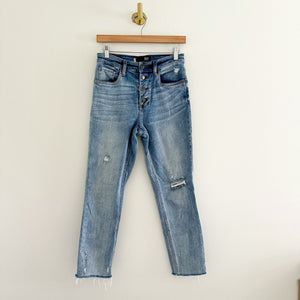 Kut From The Kloth High Rise Distressed Button Fly Jeans Blue 0