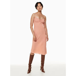 Wilfred Bellow Ruched Bodice Sleeveless Midi Dress Heirloom Pink 10 NWT