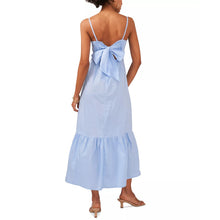 Load image into Gallery viewer, CeCe Bow Back Sleeveless Smocked Cut Out Maxi Dress Blue L

