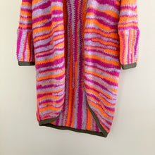 Load image into Gallery viewer, NWT Free People Pink Tiger Knit Open Front Duster Cardigan Pink/Orange XS
