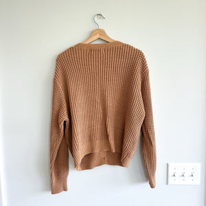 JOHN + JENN Knit Button Front Cardigan Sweater Brown L