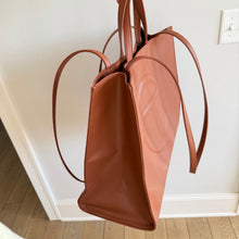 Load image into Gallery viewer, Telfar Large Faux Leather Embossed Logo Snap Closure Crossbody Bag Brown
