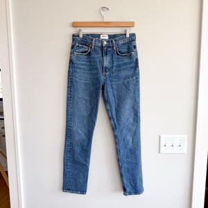 Agolde Riley High Rise Zip-Fly Skinny Leg Jeans Blue 27