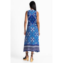 Load image into Gallery viewer, Johnny Was Drawstring Tank Linen Floral Patchwork Midi Tank Dress Blue M
