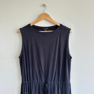 Eileen Fisher Drawstring-Waist Sleeveless Crewneck Dress Navy L