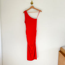 Load image into Gallery viewer, Michael Stars Coco One Shoulder Side Slit Bodycon Midi Dress in Salsa Red L
