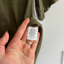 Load image into Gallery viewer, Nordstrom Short Sleeve Button Up Shirt Olive Burnt XS NWT
