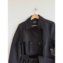 Load image into Gallery viewer, Express Double-Breasted Belted Outdoor Casual Trench Coat Black M NWT
