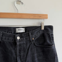 Load image into Gallery viewer, Agolde Lana Mid Rise Button-Fly Front Denim Straight Jeans Black 29
